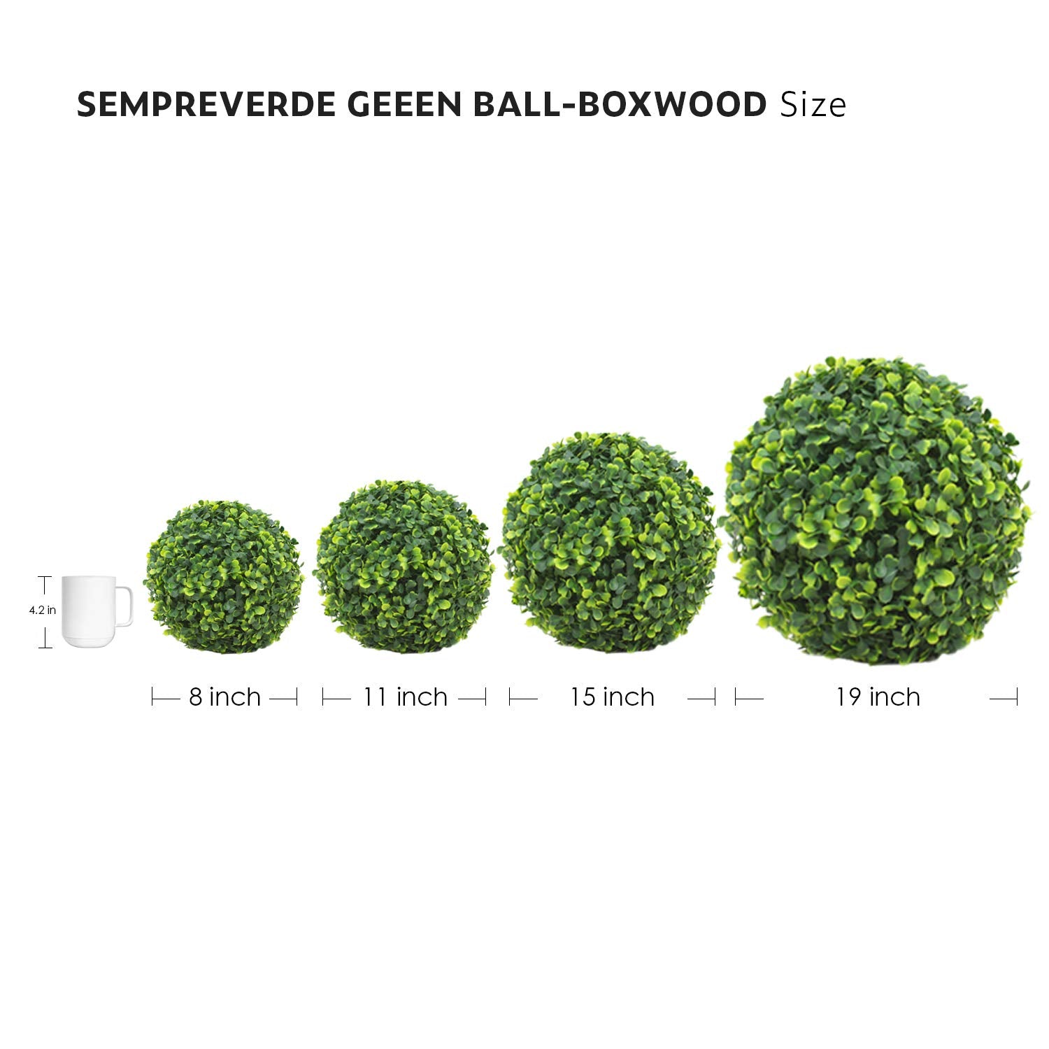 Ecoopts 11'' Artificial Topiary Ball Lifelike Plants Greeny Boxwood Decoration For Home Garden Porch Backyard Wedding Party Indo