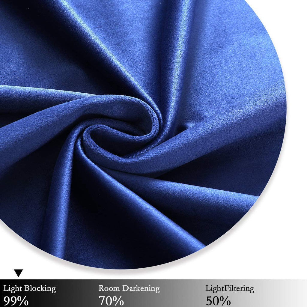 Spxtex Navy Blue Velvet Blackout Curtains 108 Inches Long Light Blocking Grommet Velvet Window Curtain Panels Set Of 2 Heat Insu