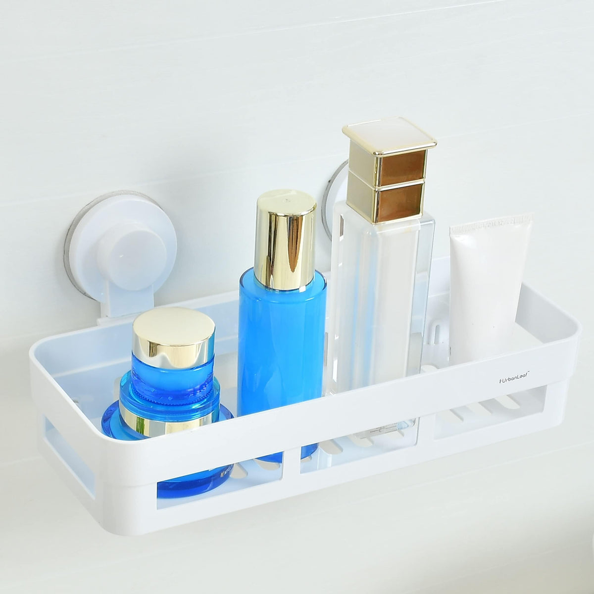UrbanLeaf Strong Sticker Self Adhesive Wall Mounted Bathroom Shelf/Kitchen Rack Organizer (White)