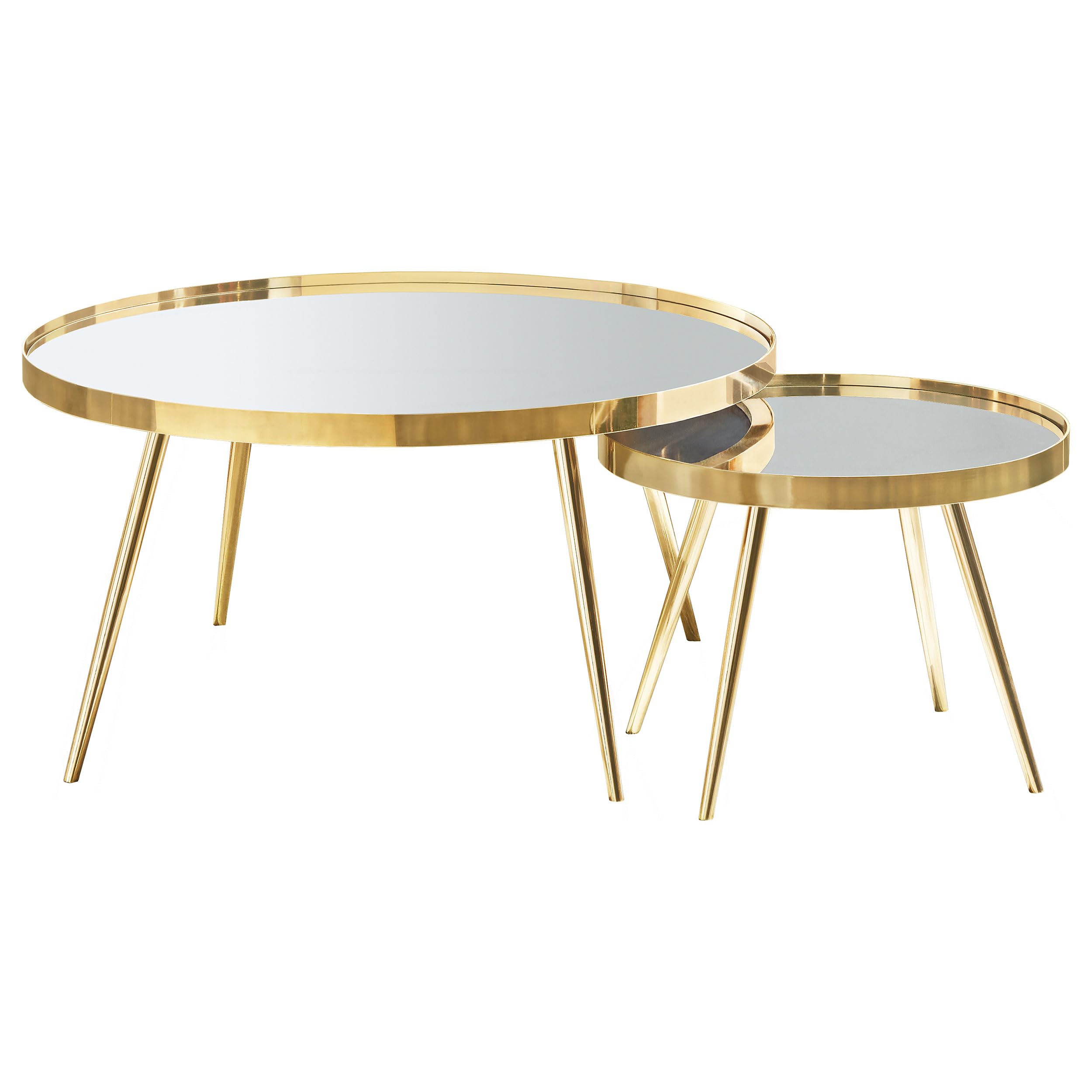 Coaster Kaelyn Metal 2-Piece Mirror Top Nesting Coffee Table Mirror and Gold