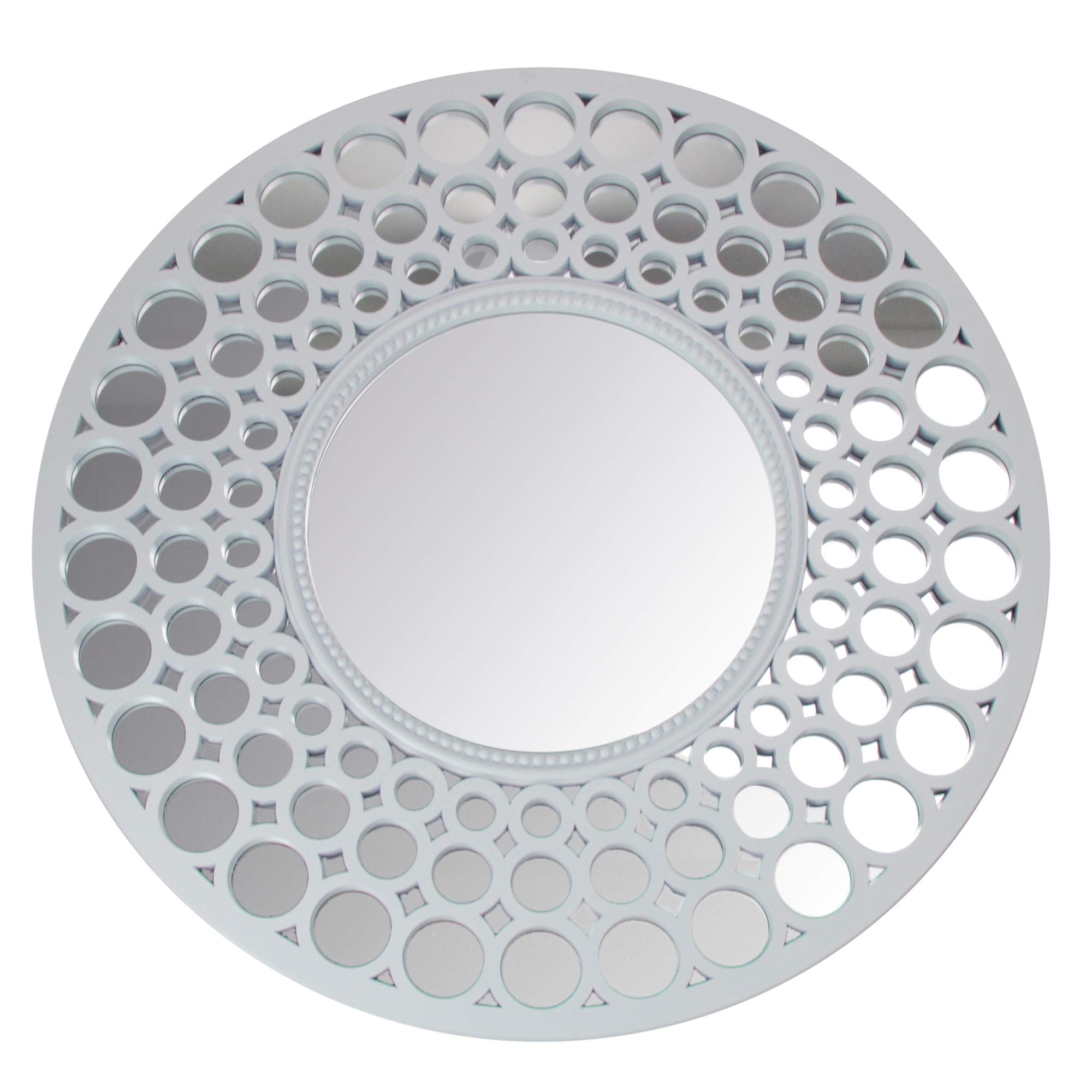 Northlight Glamorous Cascading Orbs Framed Round Wall Mirror, 24.75, White