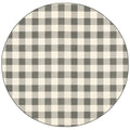 HomeRoots Grey Polypropylene 8’ Round Gray and Ivory Gingham Indoor Outdoor Area Rug