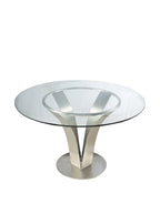 Armen Living Cleo Dining Table with Clear Glass and Brushed Stainless Steel Finish