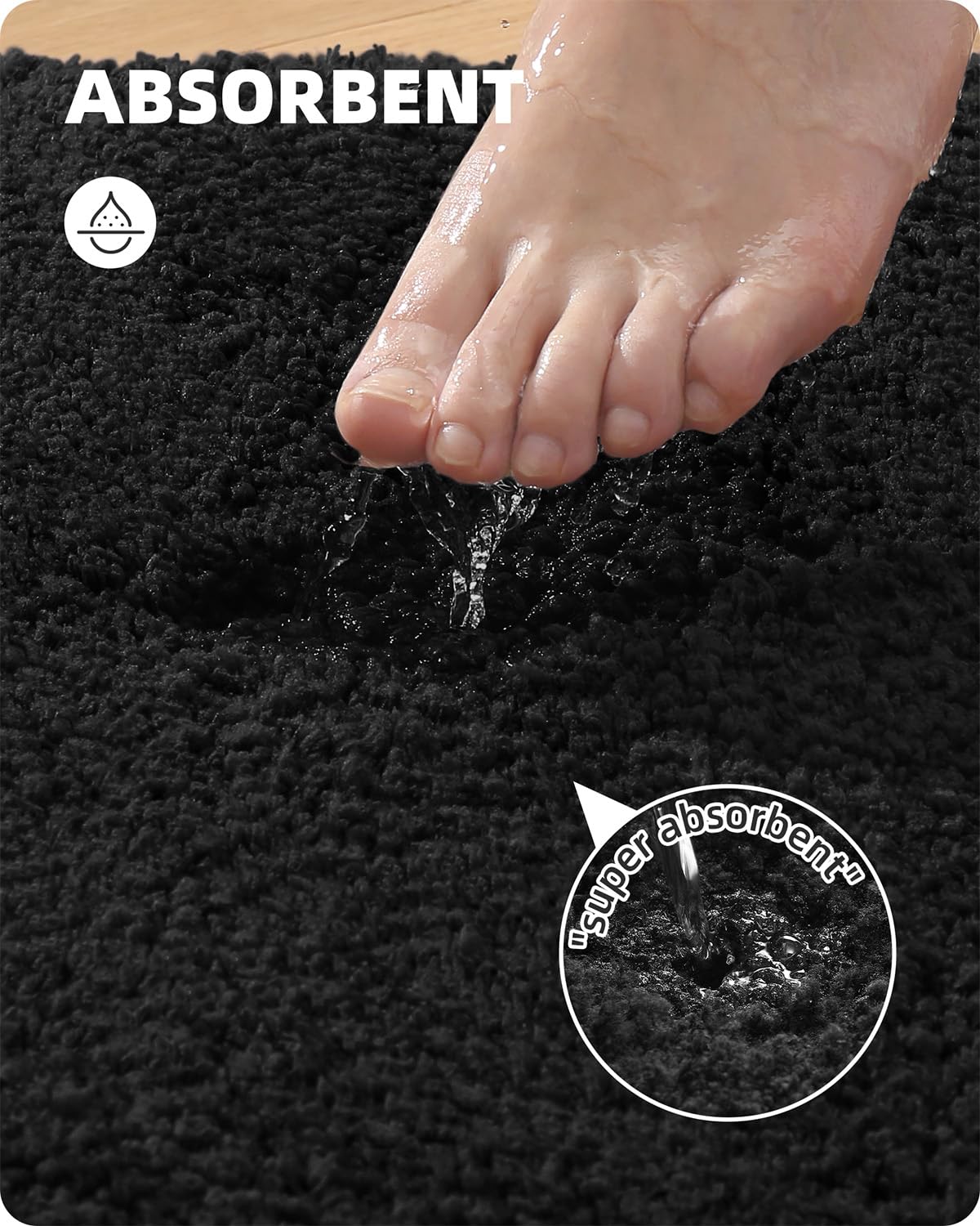 Color&Geometry Black Bathroom Rugs 20   X32   - Upgrade Your Bathroom With Soft Thick Black Bath Mat- Non Slip, Plush, Absorbent