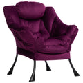 Hollyhome Fabric Large Lazy Chair, Accent Reading Chair, Cozy Lounge Chair With Armrest, Leisure Sofa Chair For Living Room, Bedroom, Dorm, Purple