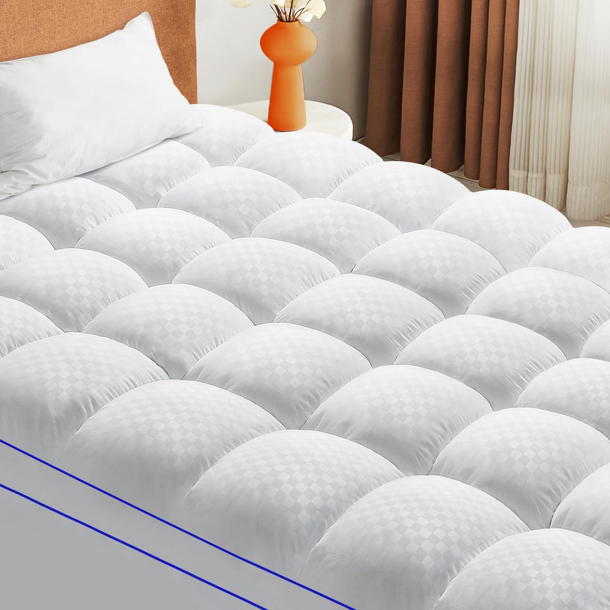 Lvyshow King Mattress Topper, Extra Thick Mattress Pad Cover For Back Pain, Quilted Fitted Plush Mattress Protector With Deep Po