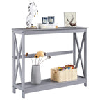 Yaheetech Console Table For Entryway, 2 Tier Narrow Sofa Table Bookshelf Accent Tables W/Storage Shelf, Living Room Entry Hall Foyer Tables Furniture, Grey