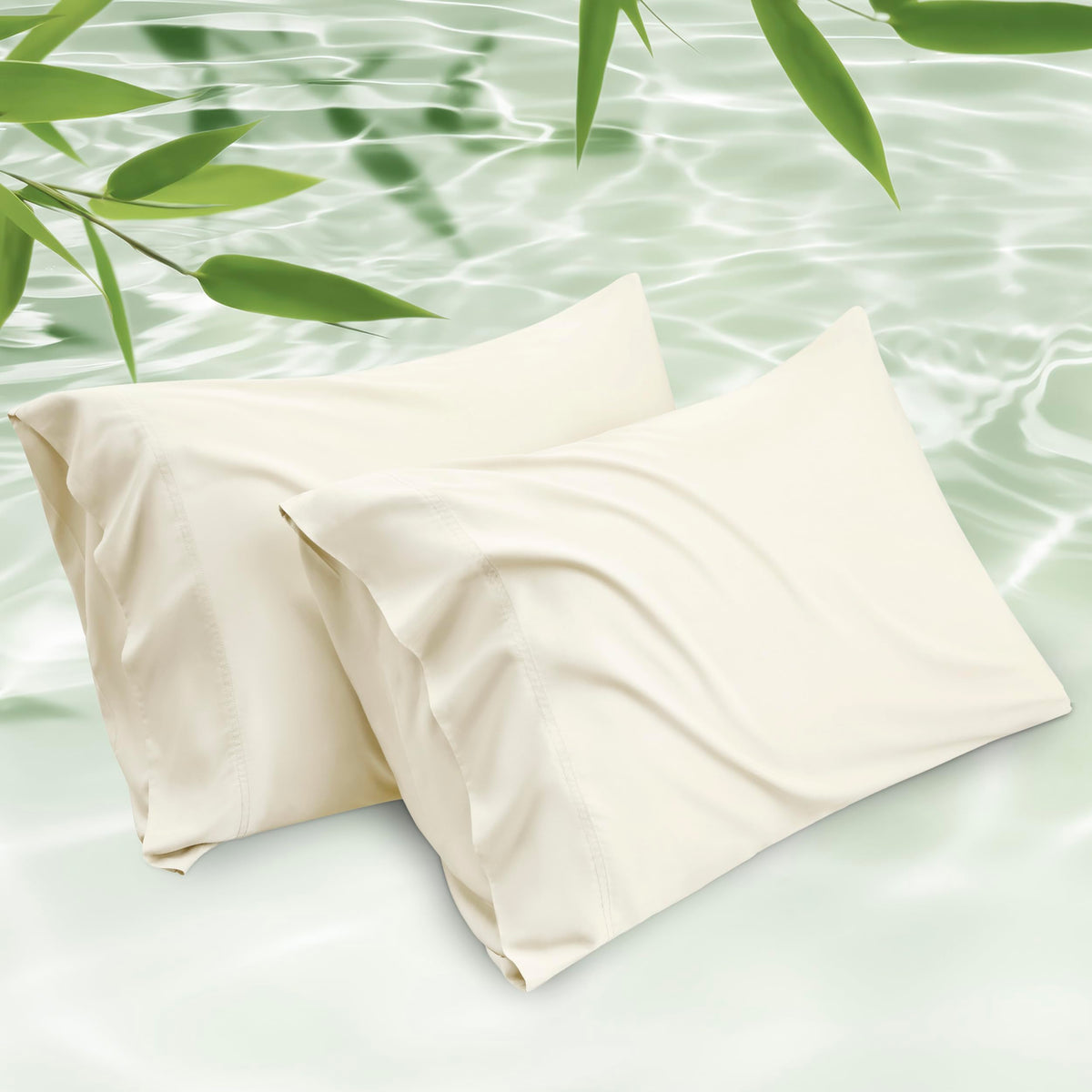 Bedsure King Size Pillow Cases Set Of 2, Rayon Derived From Bamboo Cream Pillowcase, Cooling Pillow Cases For Hot Sleepers, Soft