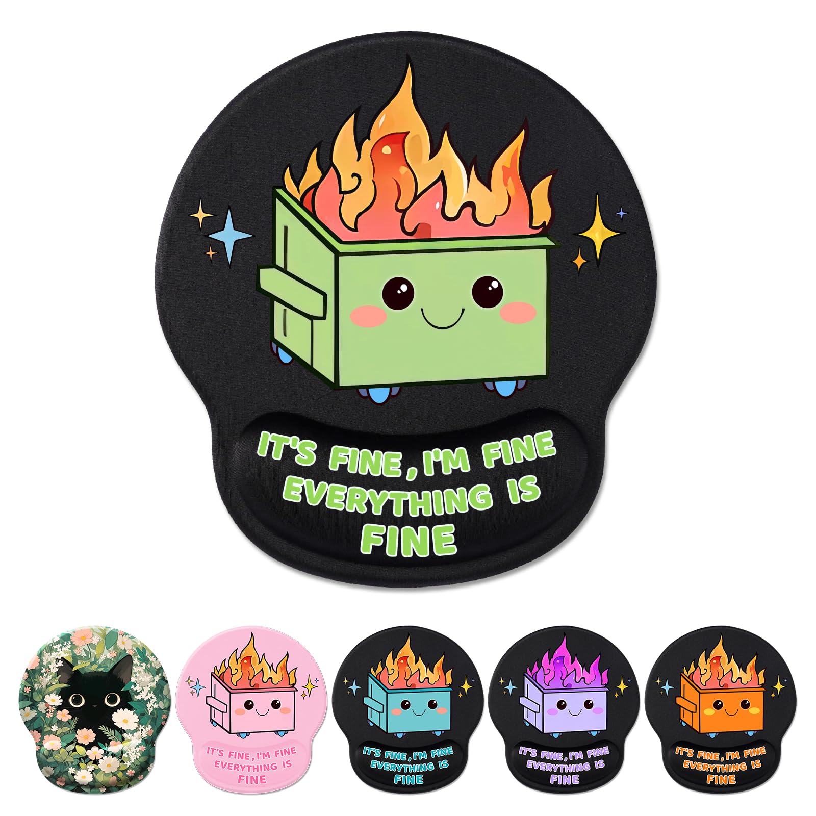 Ergonomic Mouse Pad With Wrist Support, Dumpster On Fire Gel Mouse Pads Wrist Rest For Desk, Cute Funny Comfortable Computer Mou