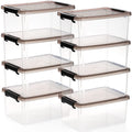 Nicunom 8 Packs Small Storage Bins with Lids, 3.2 QT Clear Storage Latch Box Plastic Storage Bins Stackable Storage Containers f