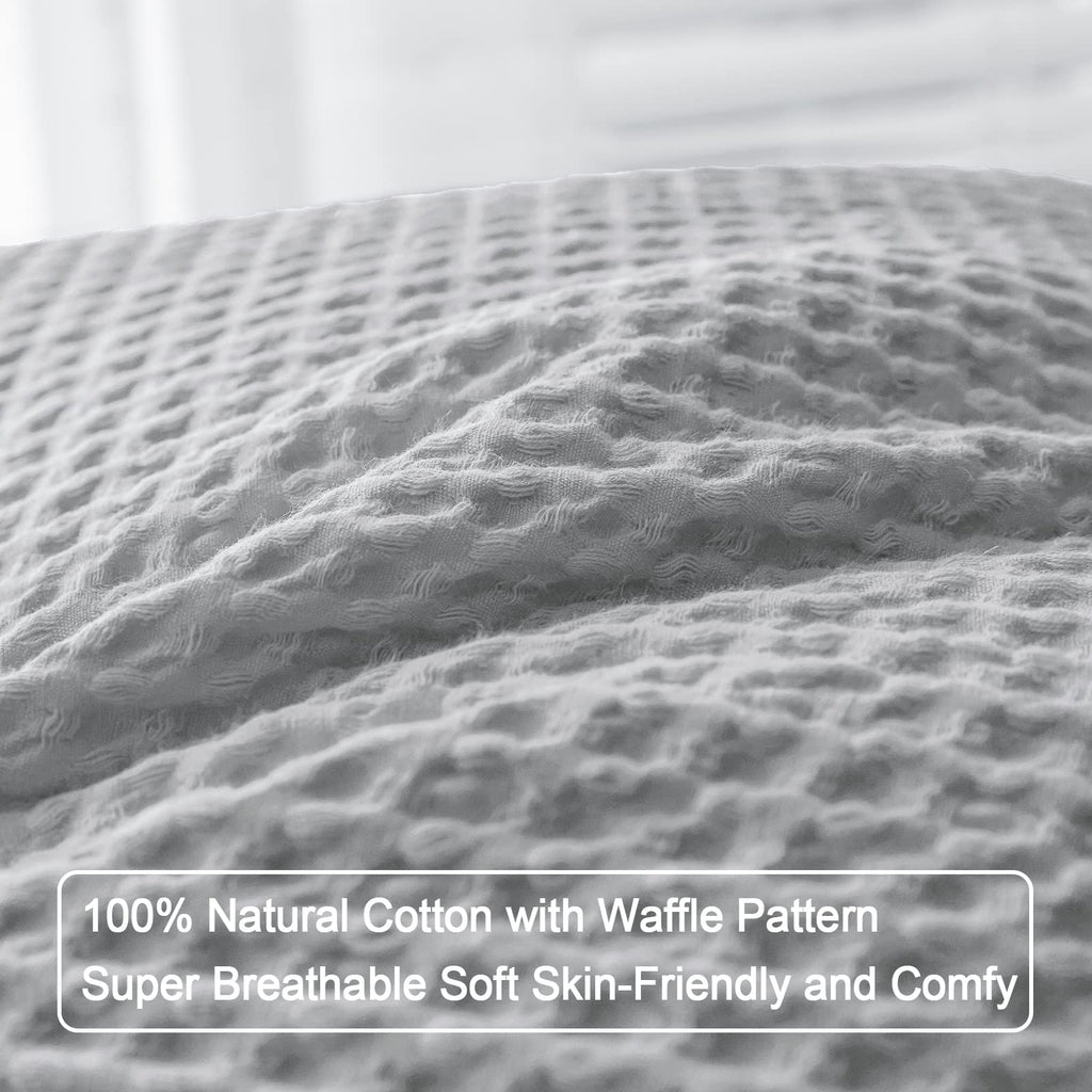Phf 100% Cotton Waffle Weave Throw Pillow Cover, 24' X 24', No Insert, 2 Pack Square Pillowcases Shell, Elegant Home Decorative Throw Pillow Covers For Bed Couch Sofa, Light Grey
