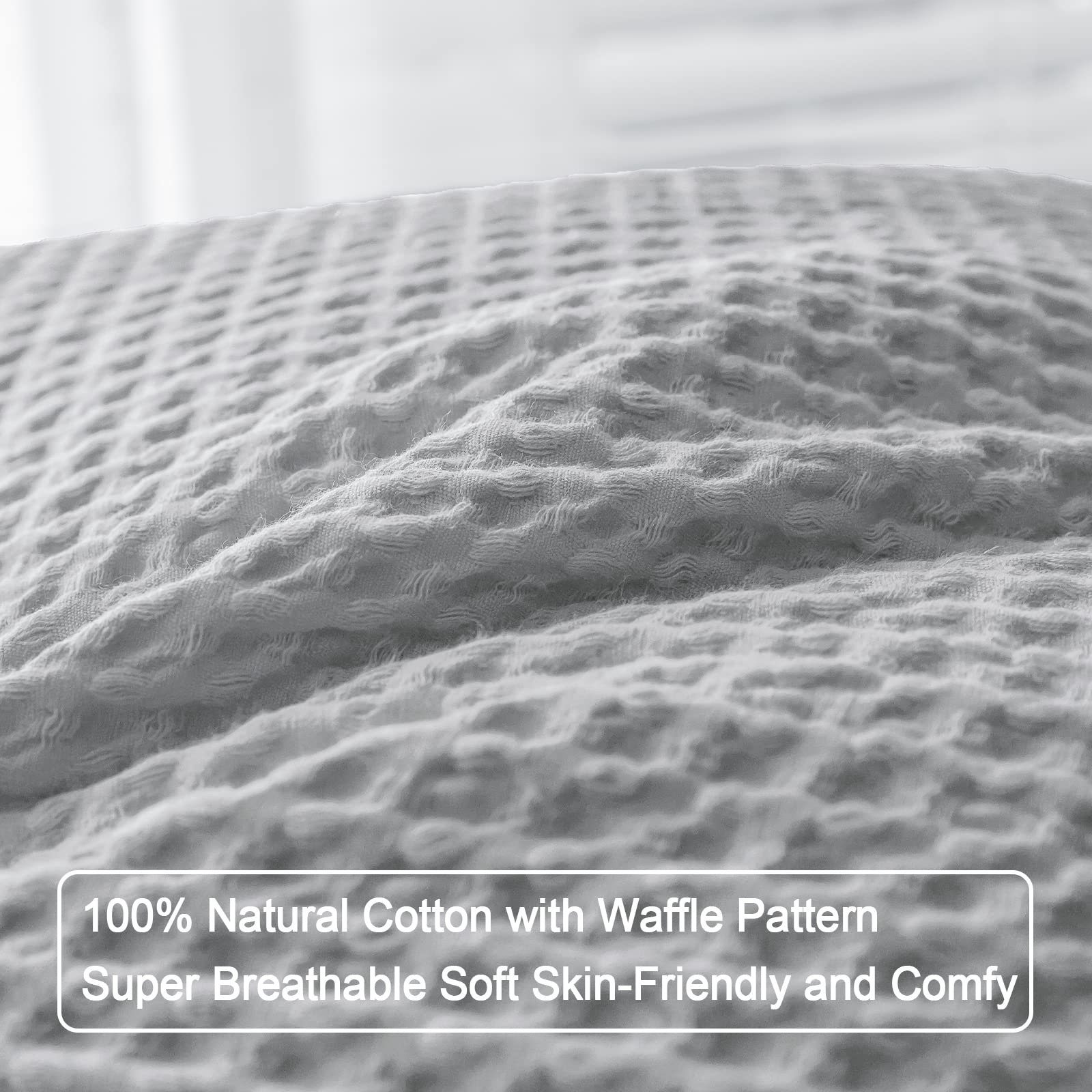 Phf 100% Cotton Waffle Weave Throw Pillow Cover, 24' X 24', No Insert, 2 Pack Square Pillowcases Shell, Elegant Home Decorative Throw Pillow Covers For Bed Couch Sofa, Light Grey