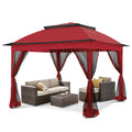 Coos Bay 11X11 Pop-Up Instant Gazebo Tent With Mosquito Netting Outdoor Canopy Shelter With 121 Square Feet Of Shade (Red)
