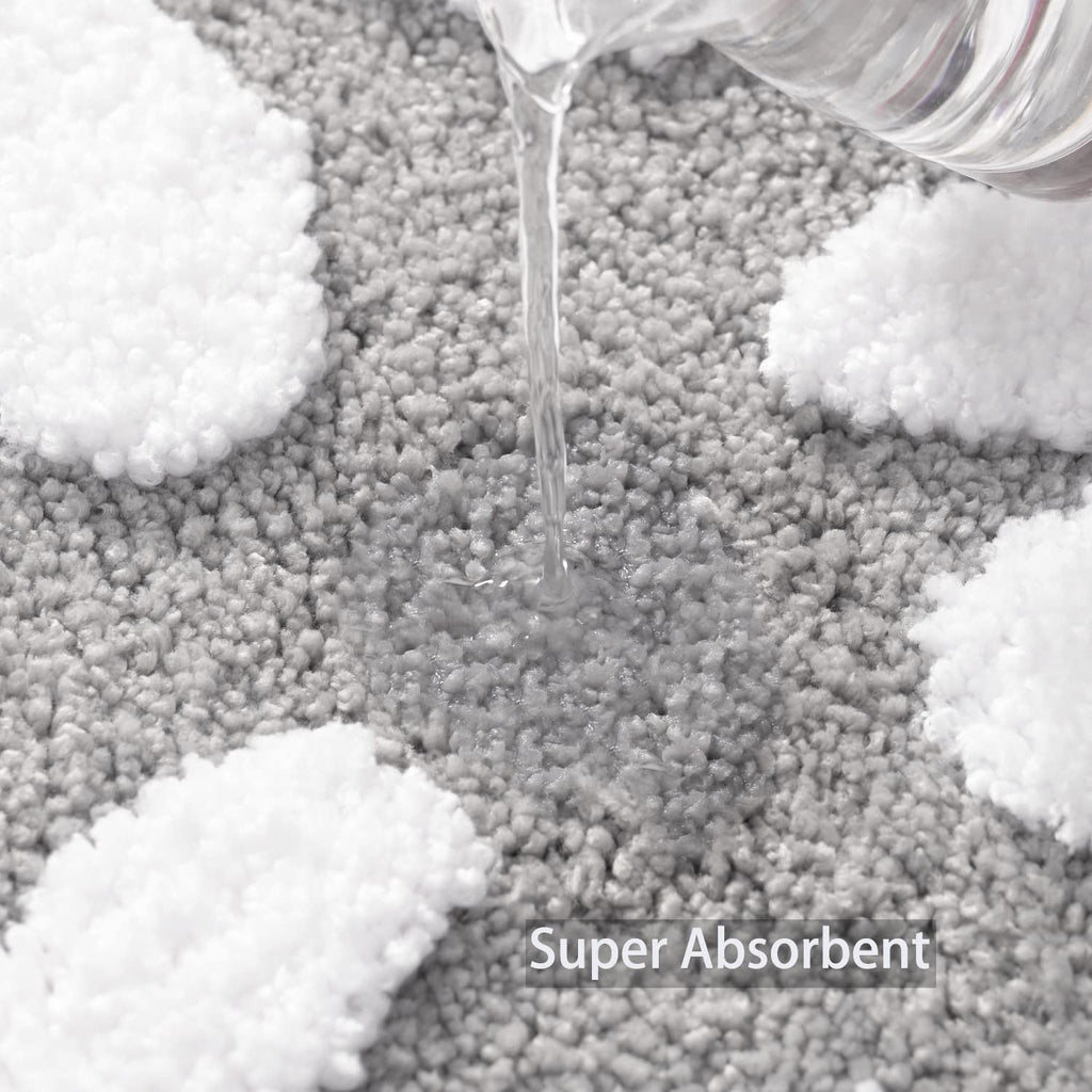 Qjhomo Toilet Rugs U Shaped, Gray Toilet Mat Cute Daisy Contour Bath Rug 20''X20'', Extra Thick Soft Machine Washable Toilet Car