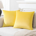 Mixhug Decorative Throw Pillow Covers, Velvet Cushion Covers, Solid Throw Pillow Cases For Couch And Bed, Pale Yellow, 24 X 24 I