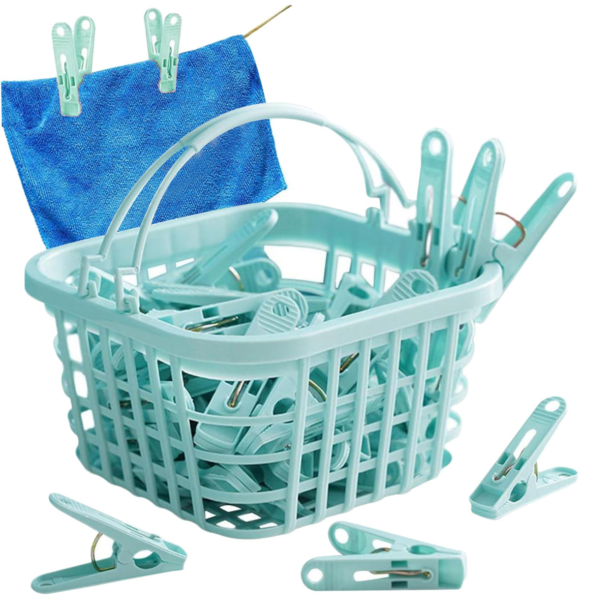Pegs for Washing Line 31Psc Non Slip Windproof PP Material Pegs with Basket Multifunctional Fastening Waterproof Laundry with Sp