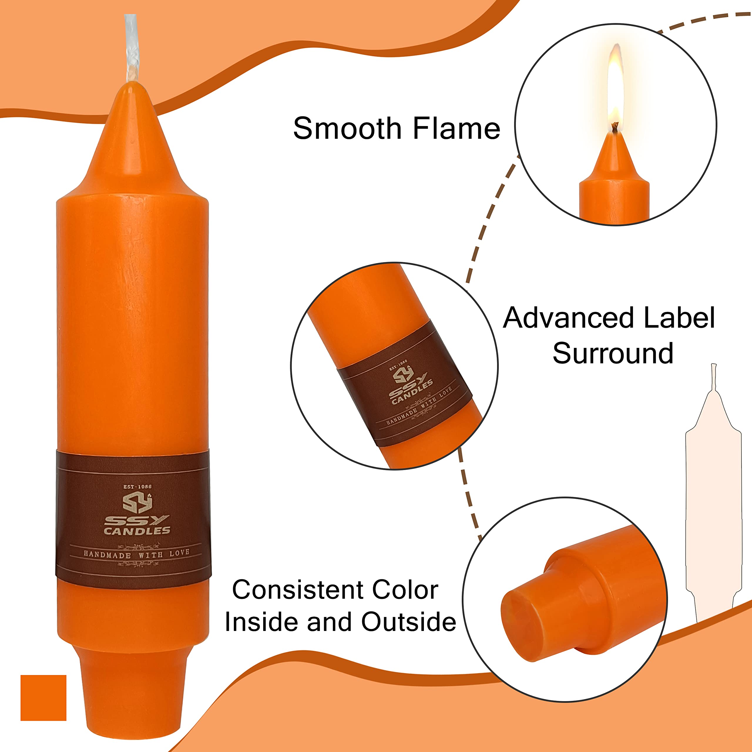 4 Pcs Gradient Colored Taper Candlesticks Orange Taper Candle For Halloween Thanksgiving Day Dinner Household D  Cor Candlestick