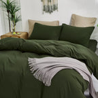 Houseri Olive Green Comforter Set Queen Army Green Bedding Queen Size Dark Green Comforter Sets For Men Women Teens Farmhouse Hu
