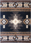 YHSF South West Native American Area Rug C318 (Black, 3 Feet 10 Inches x 5 Feet 2 Inches)