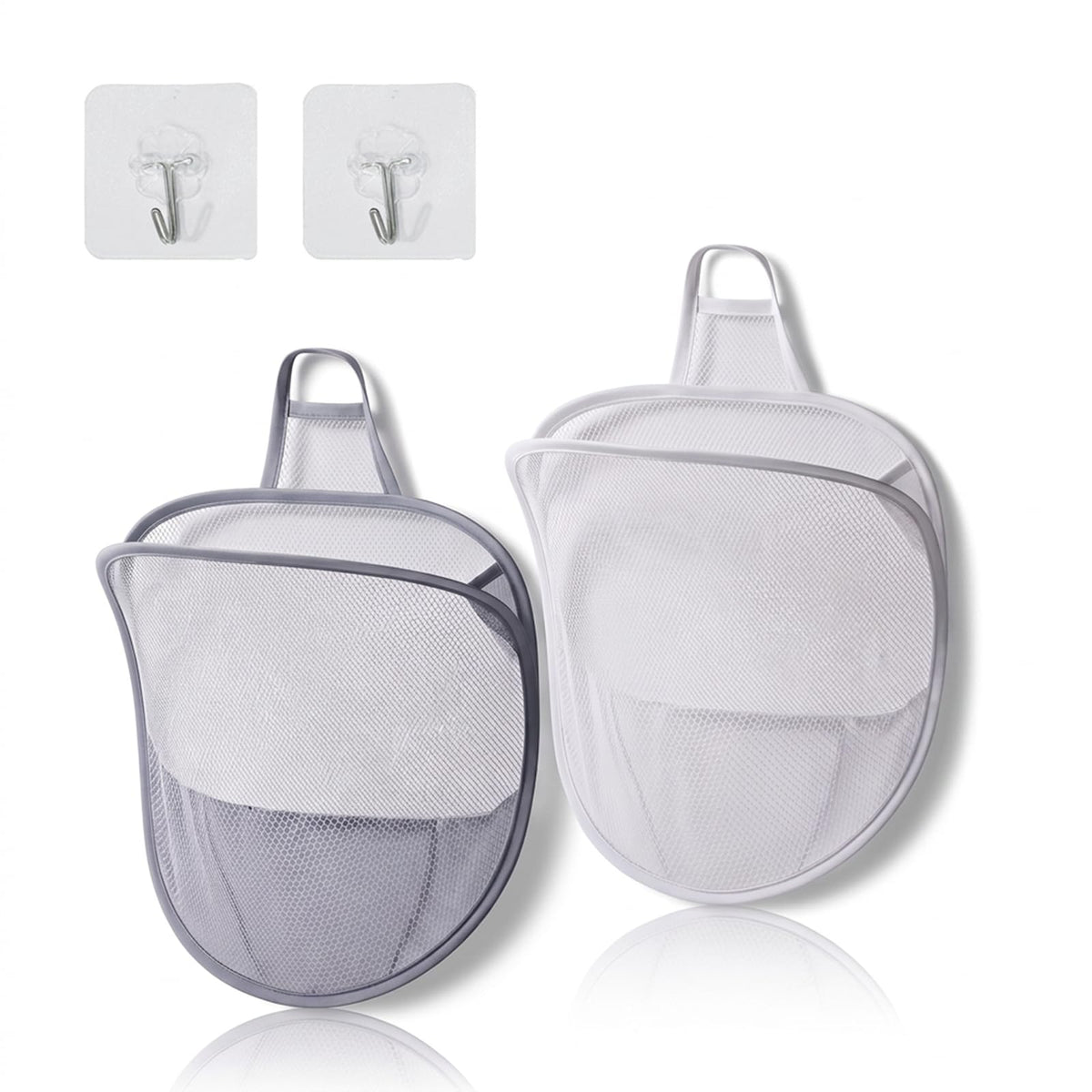 2 Pack Foldable Mesh Hanging Laundry Hamper, WallMount Laundry Bag