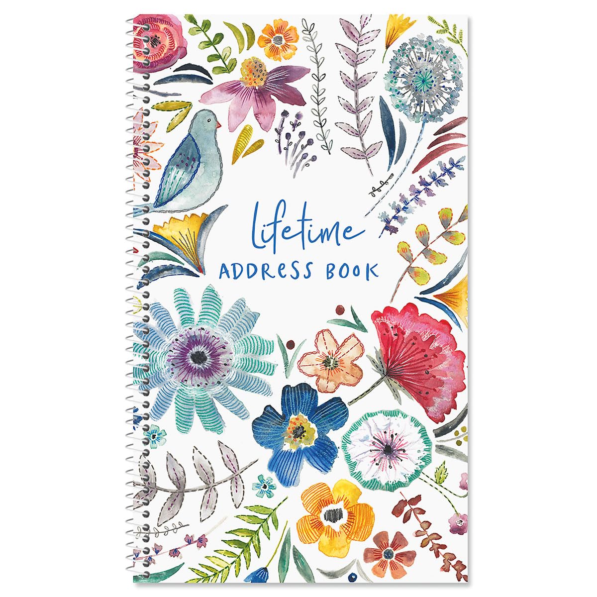 Current Embroidered Florals Address Book-94 Pages; Small 5' X 8-1/2' Size For Purse Or Office,Spiral Bound Soft Cover Organize