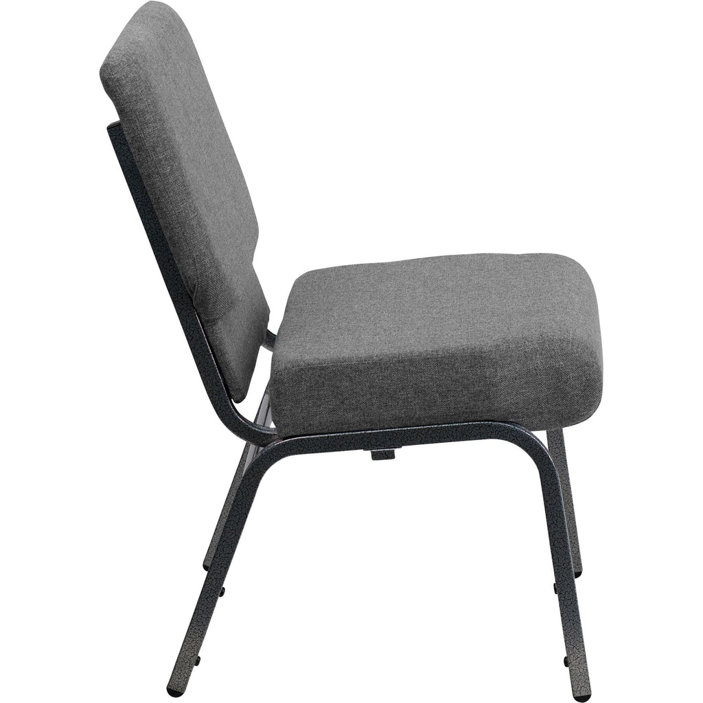 Flash Furniture Hercules Series 21''W Stacking Church Chair In Gray Fabric - Silver Vein Frame