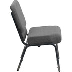 Flash Furniture Hercules Series 21''W Stacking Church Chair In Gray Fabric - Silver Vein Frame