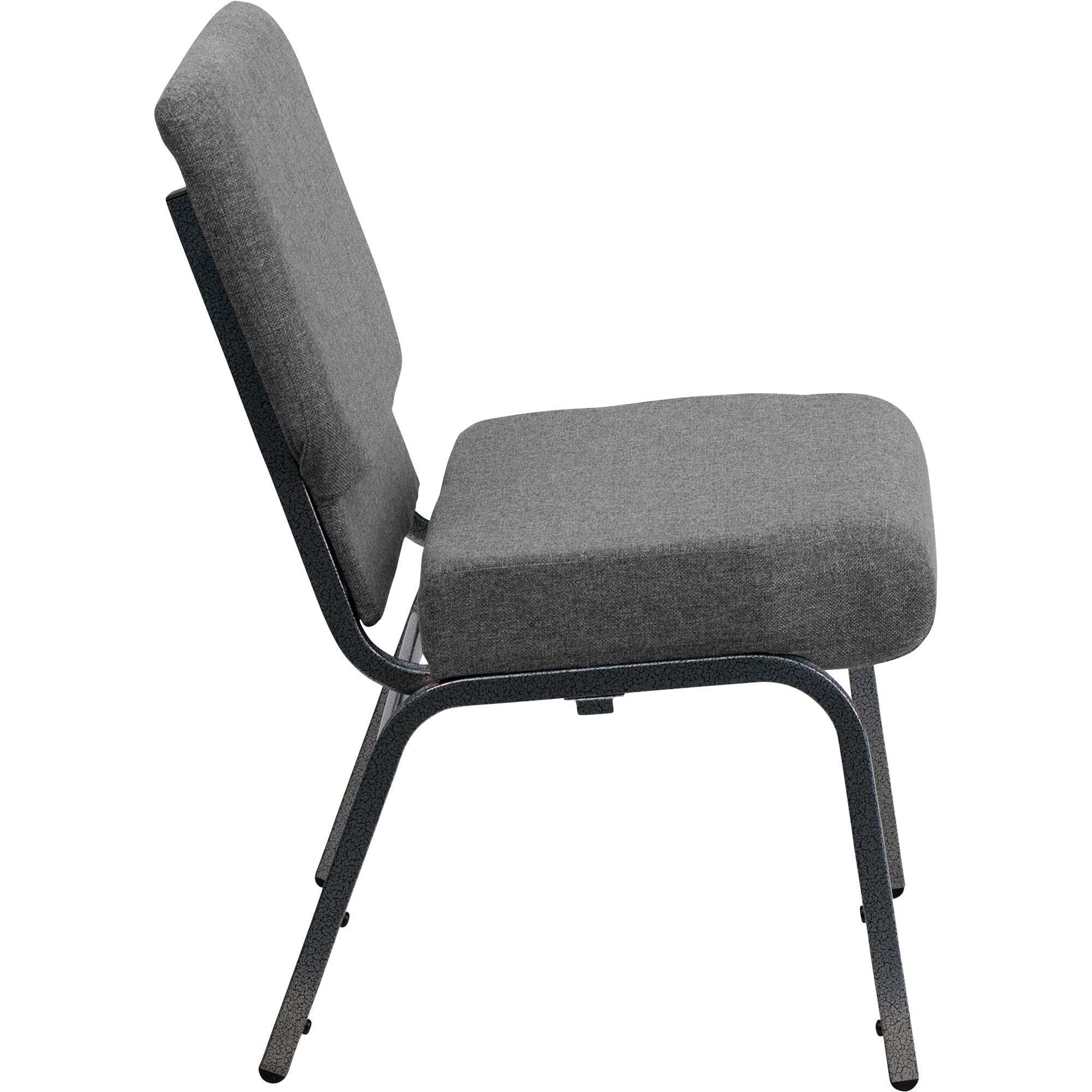 Flash Furniture Hercules Series 21''W Stacking Church Chair In Gray Fabric - Silver Vein Frame