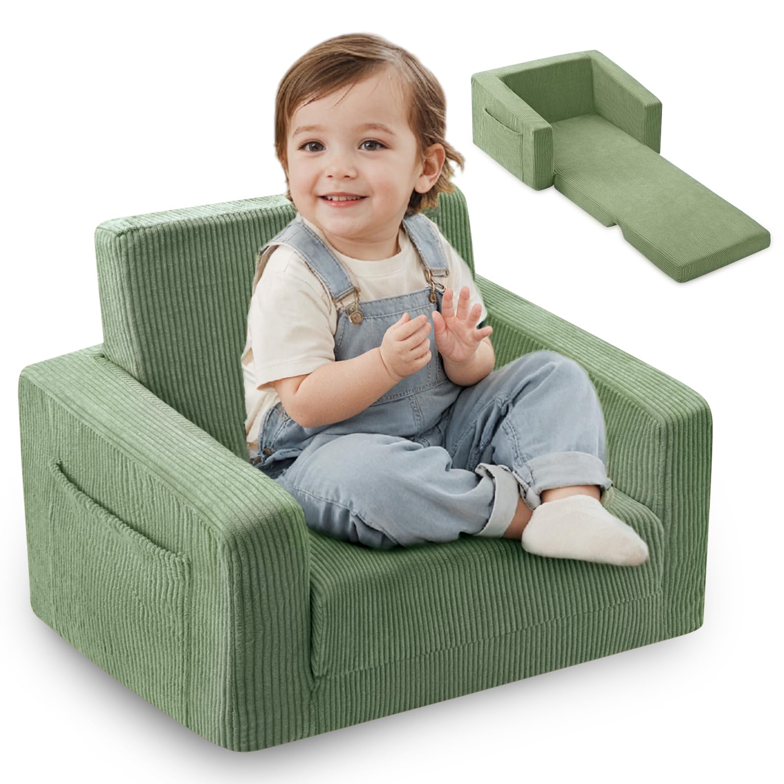 Jouha Toddle & Kids Chair,2-in-1 Soft Toddler Couches that Fold Out,Toddler Chairs Comfy 1-3 Years Old,Convertible Sofa to Loung