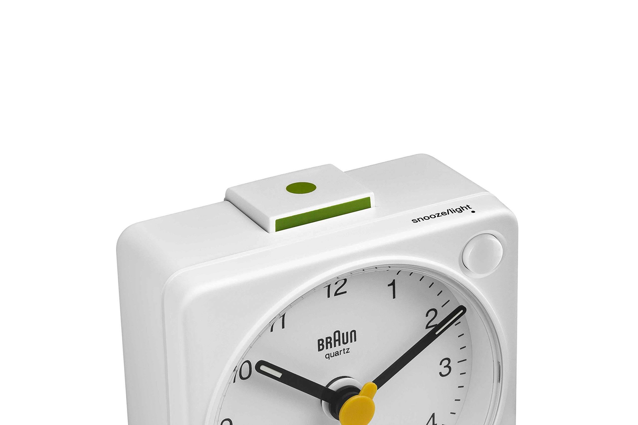 Braun Classic Travel Analogue Alarm Clock With Snooze And Light, Compact Size, Quiet Quartz Movement, Crescendo Beep Alarm In Wh