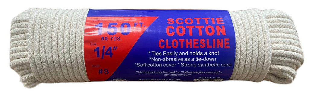 #8 1/4'' X 150 Ft Scottie Cotton Clothesline, White
