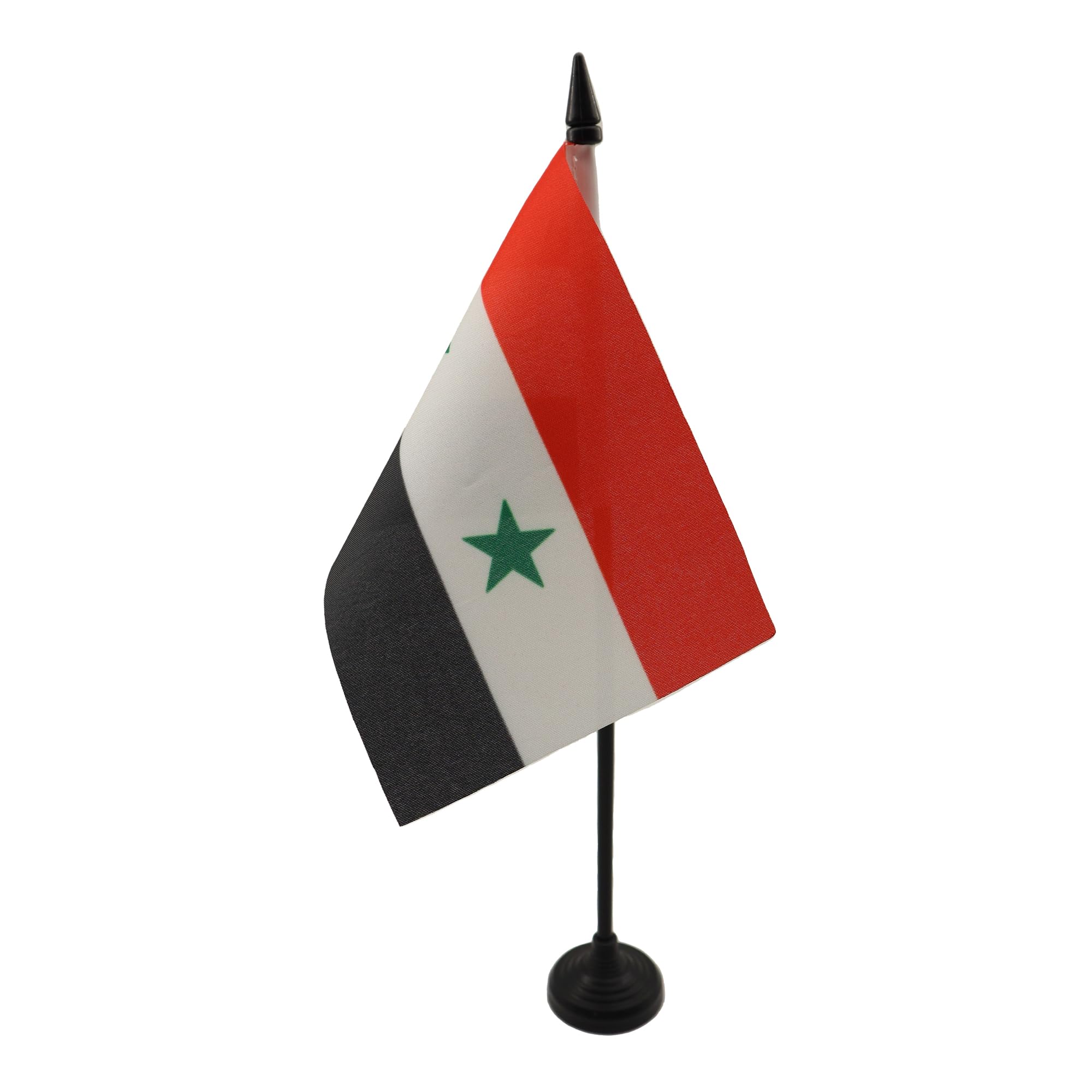 Syria Table Flag 4' X 6' - Syrian Desk Flag 15 X 10 Cm - Black Plastic Stick And Base - Az Flag