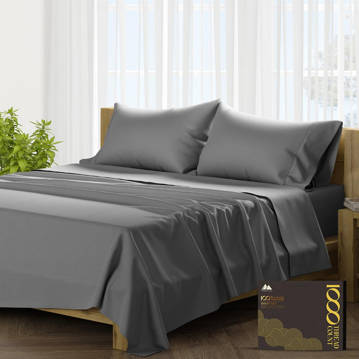 Mayfair Linen 100% Pure Egyptian Cotton Sheets King Size - 1000 High Thread Count Sheets King, 4 Pc Luxury Hotel King Size Sheet