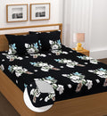 Black Spade Heavy Glace Cotton Microfiber Ac Comforter/Blanket/Duvet With 1 King Size Elastic Fitted Bedsheet And 2 Pillow Cover