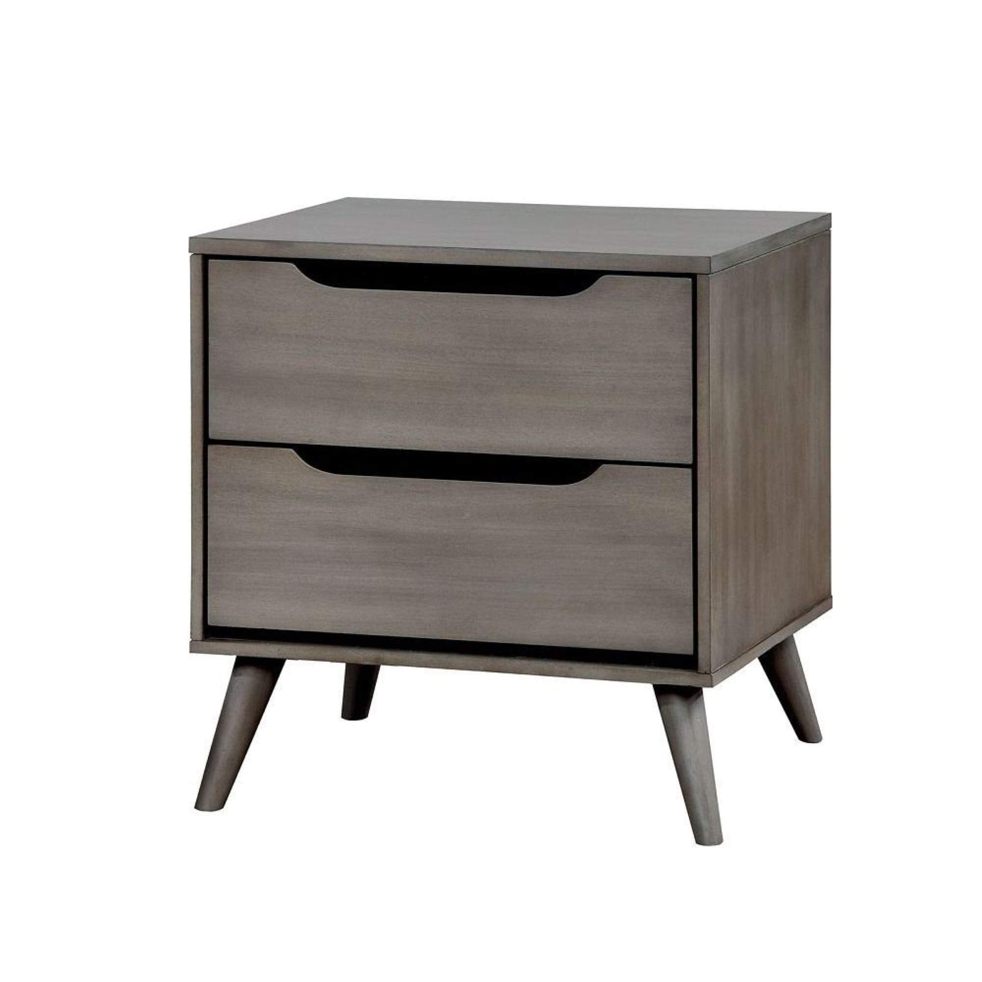 Benzara Lennart Mid Century Modern Nightstand, Gray
