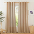 Nicetown Living Room Curtains Camel Thick Linen Flax Texture, Grommet Semi Sheer Privacy Assured With Light Filtering Linen Weave Drapes For Bedroom/Farmhouse, W55 X L90, 2 Panels
