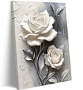 Elegant White Rose Canvas Art Modern Abstract Floral Wall Decor Picture White Blooming Flowers Poster Print Painting for Office 