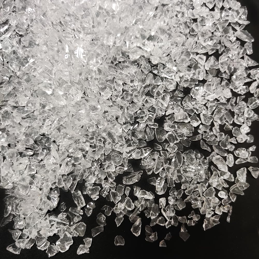 HappyFiller 1.3 LB Crushed Glass Sand Broken Pieces Stones for Crafts Project Resin Arts,Vase Fillers Candle Holder Aquarium Dec