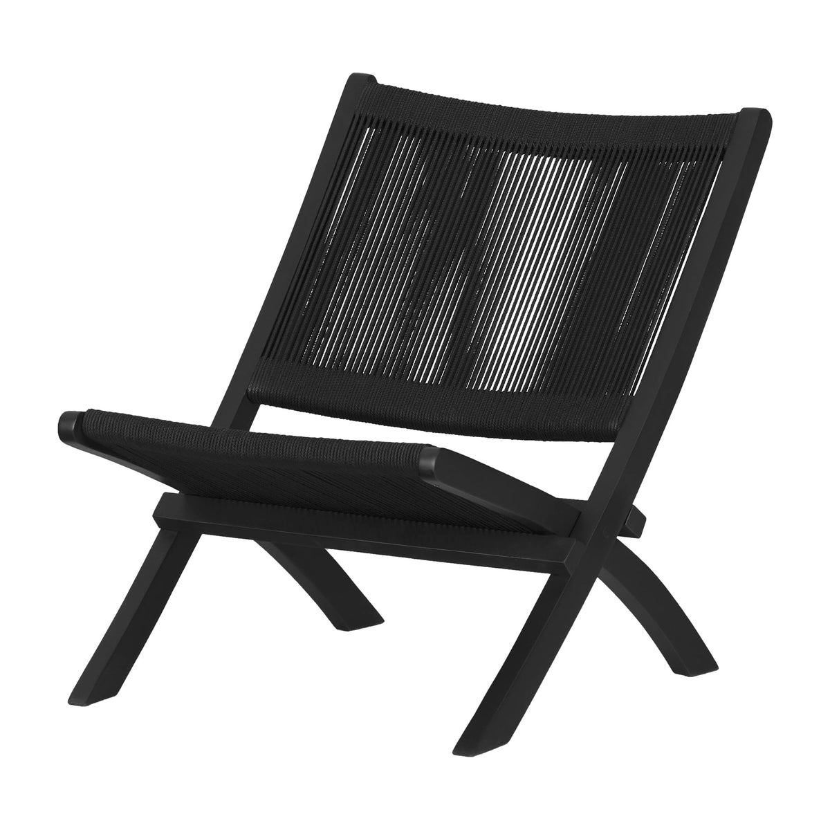 South Shore 15179 Agave Wood And Rope Lounge Chair, Black