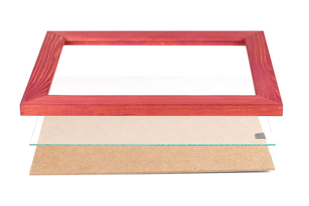 Rustic Wooden Picture Frames 8X10 - Red - Set Of 2-100% Natural Eco Solid Wood And High Definition Real Glass For Wall Hanging P
