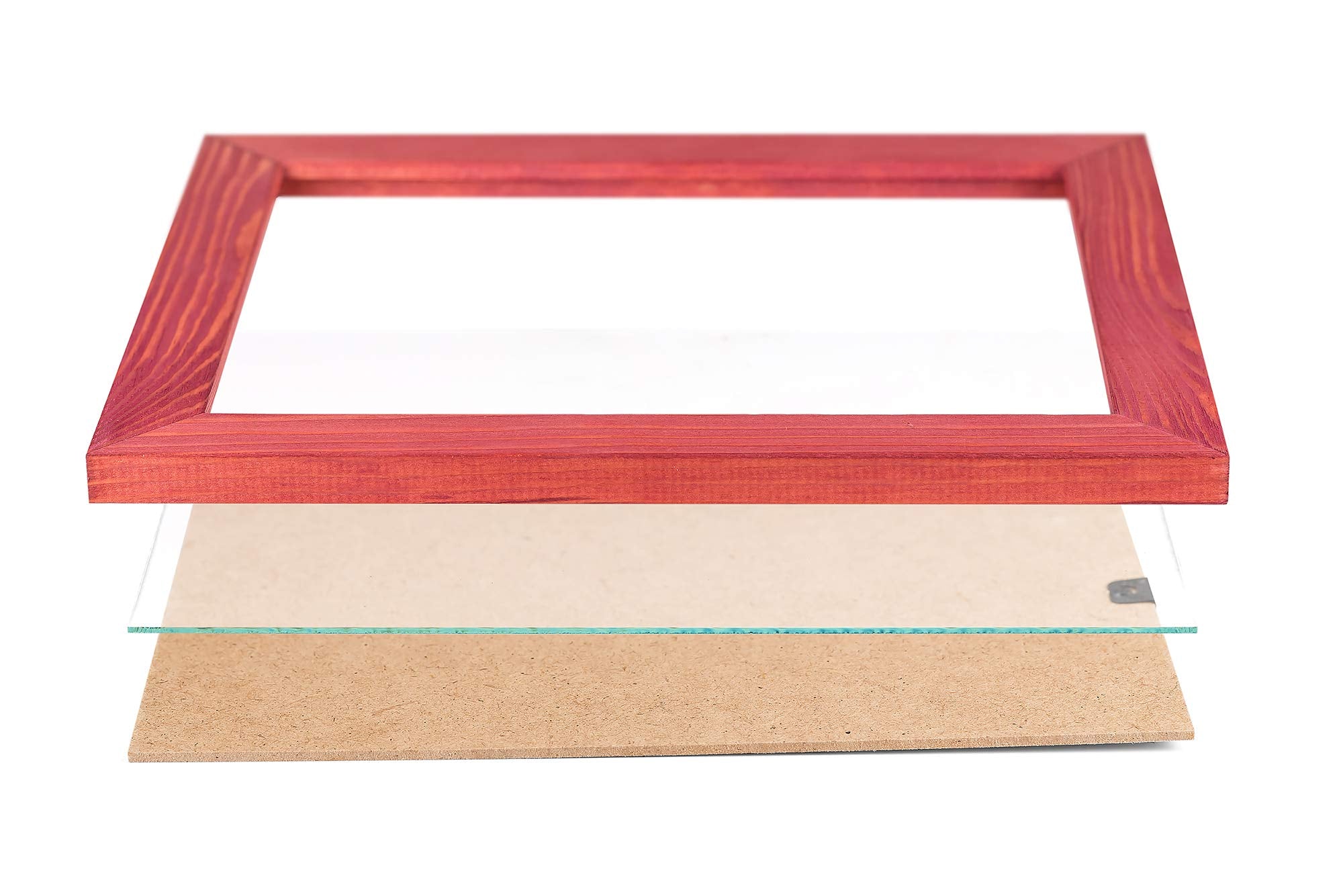 Rustic Wooden Picture Frames 8X10 - Red - Set Of 2-100% Natural Eco Solid Wood And High Definition Real Glass For Wall Hanging P