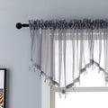 Pearage Beaded Sheer Valance Curtains For Living Room,Rod Pocket Farmhouse Window Valance, Bead Trim Tassel Voile Sheer Curtain