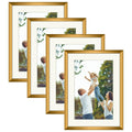 Golden State Art, Aluminum Picture Frame And Real Glass- 5x7 Picture Frames with Ivory Color Mat for 4x6 Photo Display- Wall Dec
