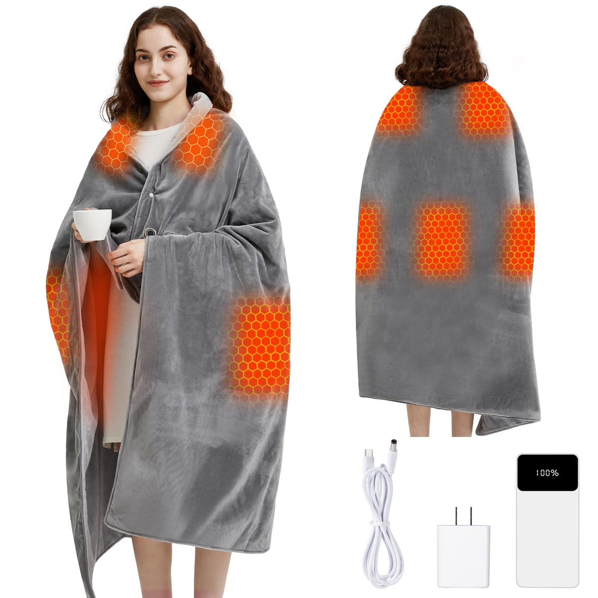 Svanur Heated Blanket Battery Operated,12V 10000Mah Rechargeable Battery Included,50   X60    Portable Heating Blanket,3 Heating