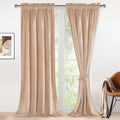 Hiasan Beige Velvet Curtains 84 Inch Long Elegant Thick Light Blocking Sunlight Curtain Panels Privacy Rod Pocket Window Drapes