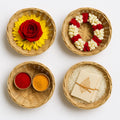 Ab Unique Small Bamboo Basket/Tokri Set Of 4 (W13 X H5 Cm) | Handmade Multipurpose Basket For Wedding, Pooja, Gift Hampers, Kitc