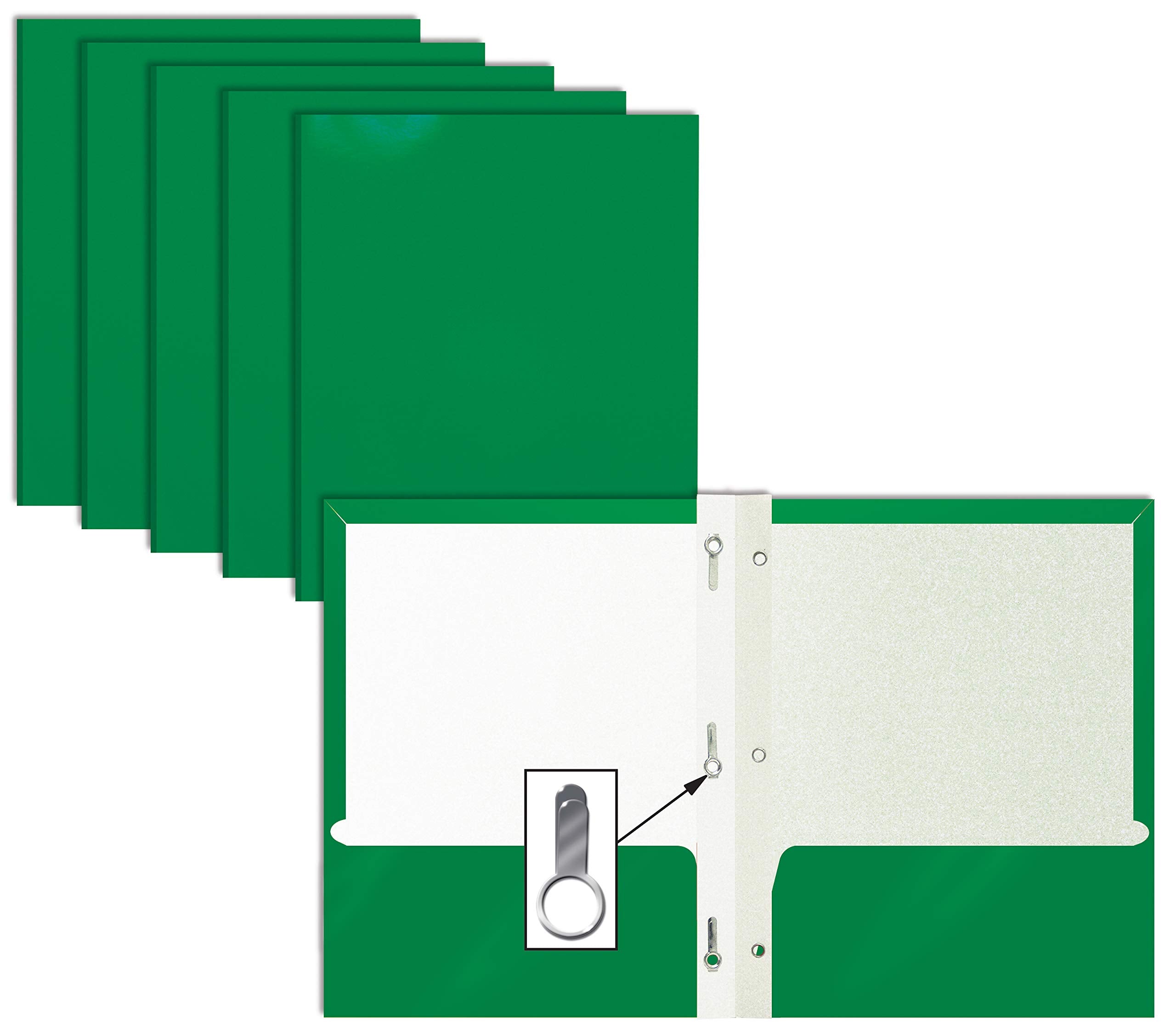 Better Office Products 25-Pack Glossy Green 8.5 X 11-Inch File Folders With 3 Metal Prongs, Letter Size