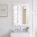 DUQIMO White Mirrors for Wall 20x28 Inch, Natural Mother of Pearl Inlay Mosaic Framed Rectangle Mirror for Bathroom, Bedroom or 