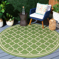 SAFAVIEH Courtyard Collection Area Rug - 71 Round, Green & Beige, Trellis Design, Non-Shedding & Easy Care, Indoor/Outdoor & Wa