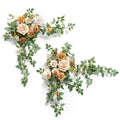 Ling's Moment 2PCS Apricot & Peach Flower Garland Artificial Floral Swags Table Centerpieces Wedding Decoration Rose Greenery Ar